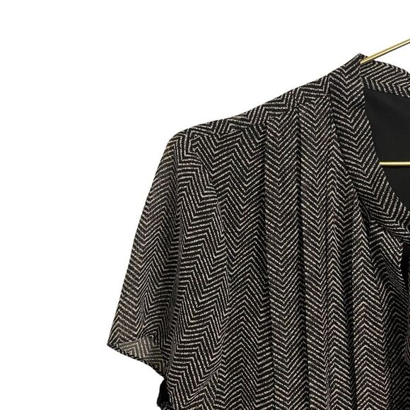 Ann Taylor Herringbone Tie Neck Dress in Black Size 14 NWT - Picture 5 of 8